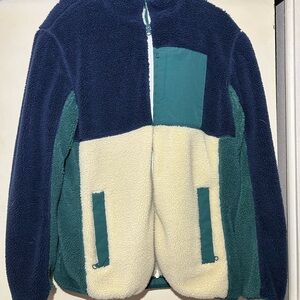 Marine Layer Archive Fleece Jacket with Navy and Green